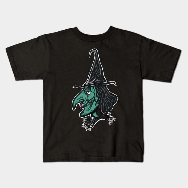 Witchee Witch Kids T-Shirt by Art from the Blue Room